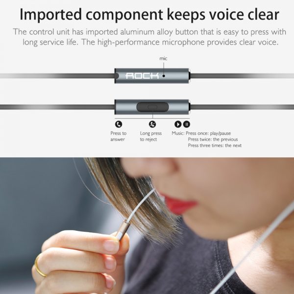 Rock Zircon Stereo Earphone Wired Earphone Control Headphone With Mic - Image 3