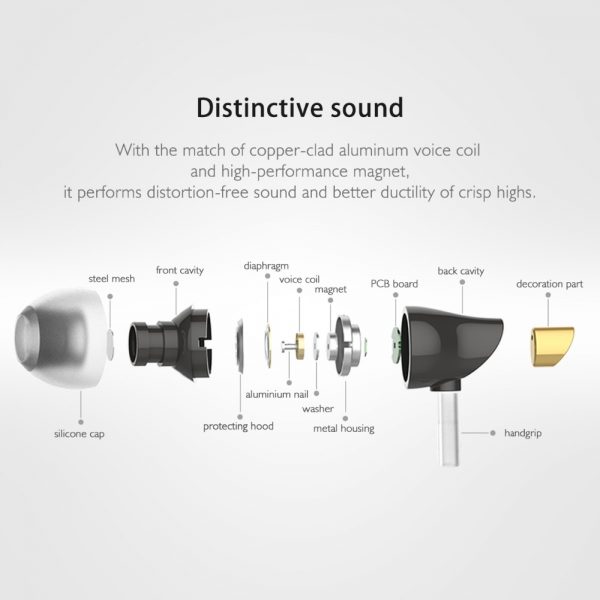 Rock Zircon Stereo Earphone Wired Earphone Control Headphone With Mic - Image 4
